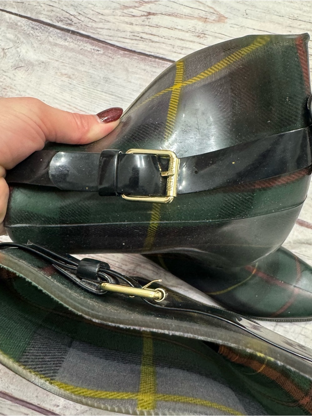 Lauren Ralph Lauren Tartan Plaid Rossalyn II Rainboots Size 8 - Picture 7 of 10